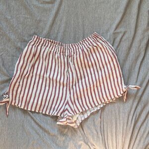 FAVLUX Red and White Striped Women Shorts